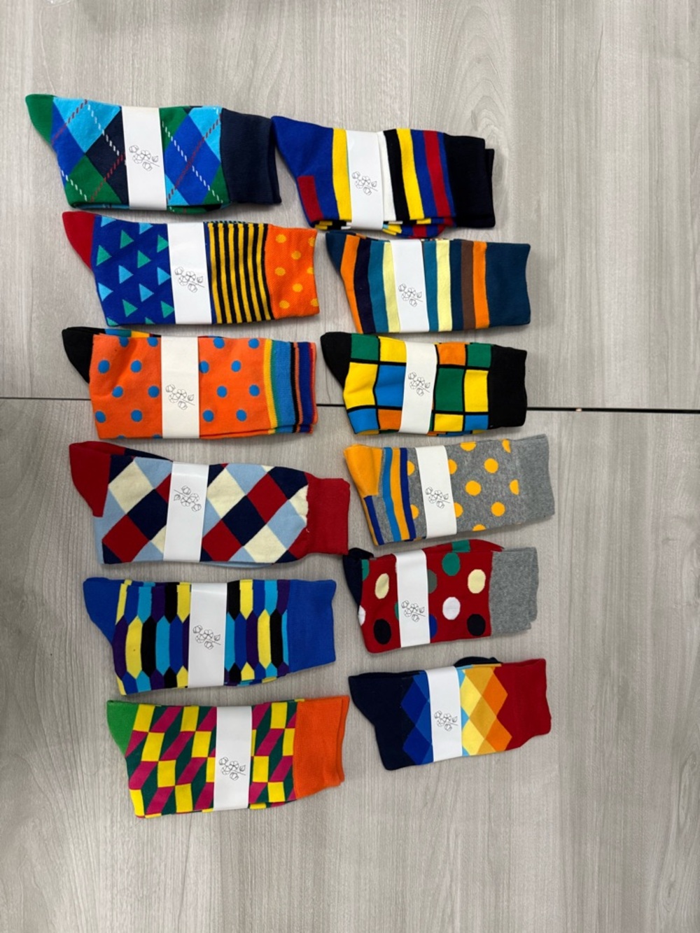 12 pack Colorful Patterned Men's Crew dress Socks - Multi Color